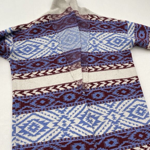 Forever 21 Cardigan Sweater Womens Large Blue Aztec Open Duster Cozy Casual - Picture 5 of 11